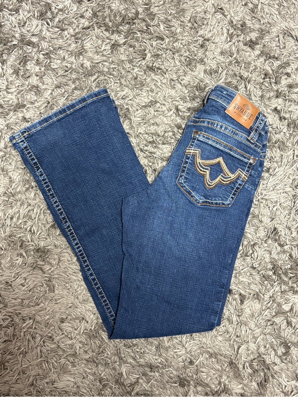 Shyanne Women's Dark Blue Bootcut Jeans with Embroidered Back Pockets